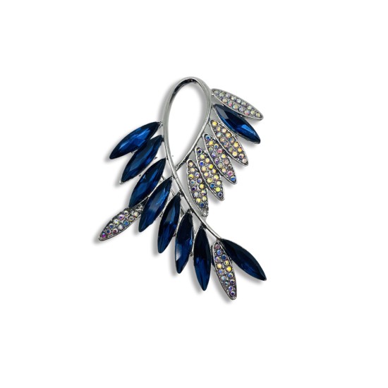 Olive branch crystal brooch