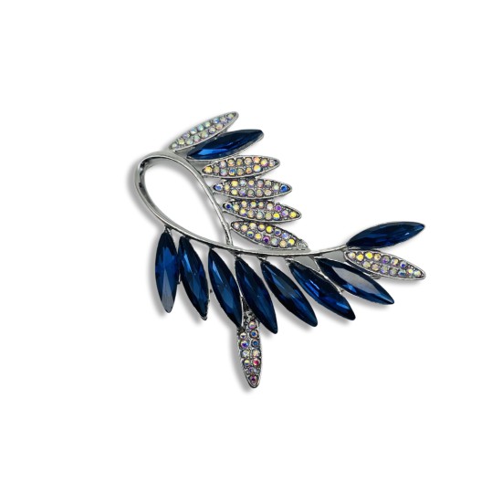 Olive branch crystal brooch