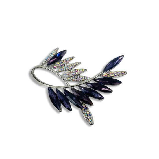 Olive branch crystal brooch