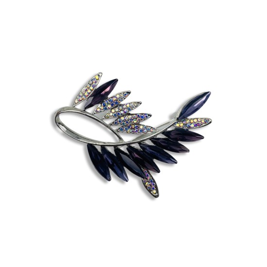 Olive branch crystal brooch